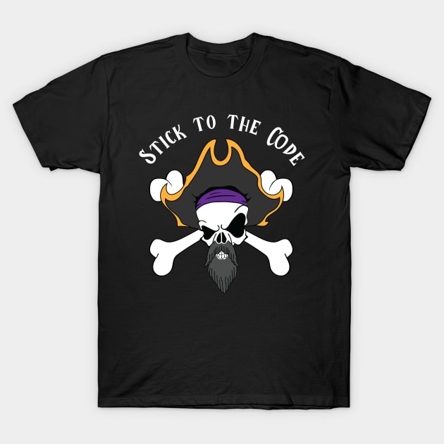 The Pirate Jolly Roger, Stick to the Code T-Shirt by Designs by Darrin